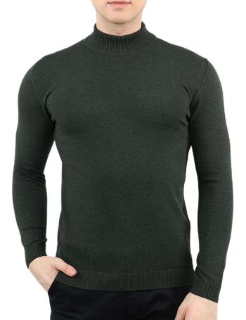 Khaki pánský tenký pletený svetr se stojáčkem vel. 2XL