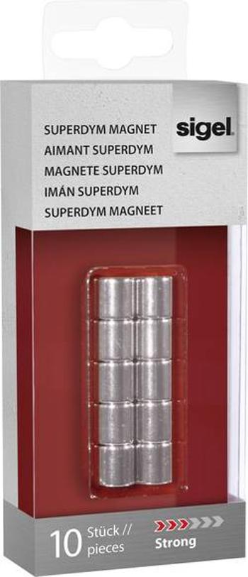 Sigel SuperDym C5 Strong Zylinder-Design, GL701 magnet, (Ø x v) 10 mm x 10 mm, cylindr , stříbrná, 10 ks