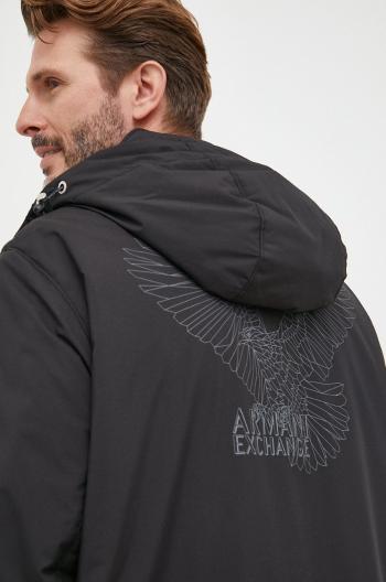 Bunda Armani Exchange pánská, černá barva, přechodná