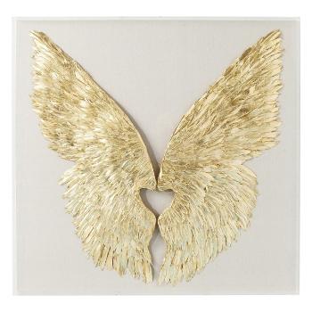 Nástěnná dekorace Wings Gold White 120 × 120 cm