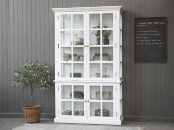 Bílá antik dřevěná skříň / vitrína s policemi Frances - 120*40*196cm 40202-01
