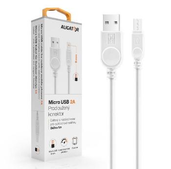 ALIGATOR datový kabel s prodlouženým konektorem microUSB, 2A, bílá