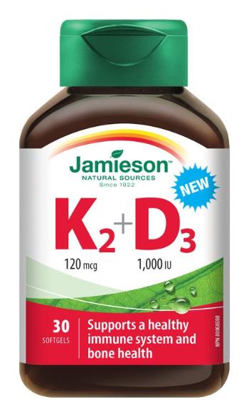 Jamieson Vitamíny K2 120 μg a D3 1 000 IU 30 kapslí