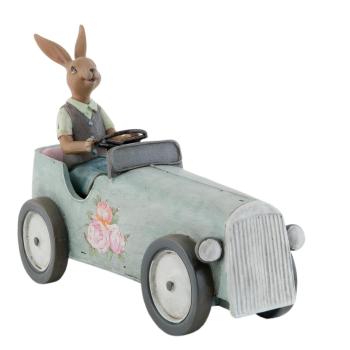 Dekorace králík v autě - 22*9*17 cm 6PR0703