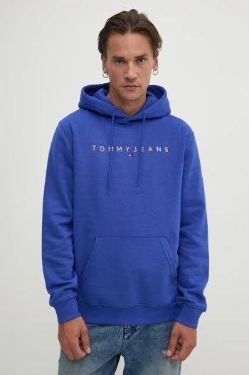 Mikina Tommy Jeans pánská, modrá barva, s kapucí, s aplikací, DM0DM20503