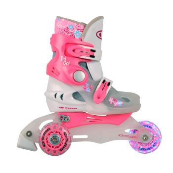 Dětské kolečkové brusle WORKER TriGo Skate LED - se sv. kolečky Barva růžová, Velikost XS (26-29)