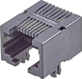 Konektor RJ FCI Modular jacks - zásuvka, vestavná horizontální RJ45 počet pólů: 8P8C, černá, 1 ks