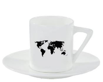 Espresso hrnek s podšálkem 100ml Mapa světa
