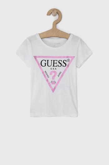 Dětské bavlněné tričko Guess bílá barva