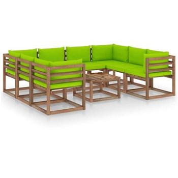 9dílná zahradní sedací souprava s jasně zelenými poduškami 3067499 (3067499)