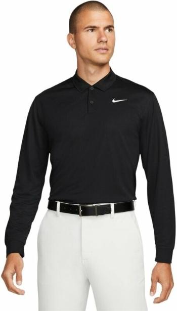 Nike Dri-Fit Victory Solid Mens Long Sleeve Black/White XL Polo košile