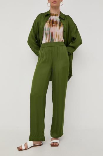 Kalhoty Birgitte Herskind dámské, zelená barva, jednoduché, high waist