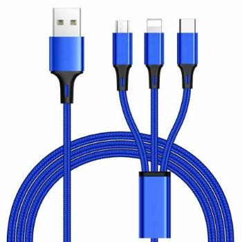 PremiumCord Kabel 3 in 1 USB, 3 konektory USB Type-C + micro USB + Lightning pro Apple, 1.2m