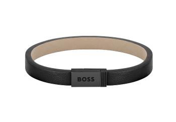 Hugo Boss Moderní černý kožený náramek Jace 1580337 17,5 cm