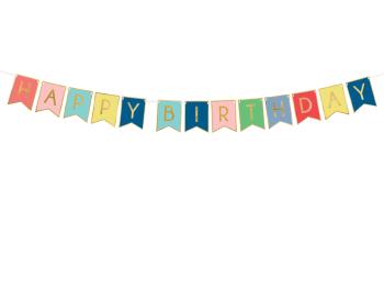 PartyDeco Banner - Happy Birthday mix barev 15 x 175 cm