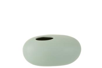 Světle zelená keramická oválná váza Pastel Green L - 25,2*15*13 cm 1106