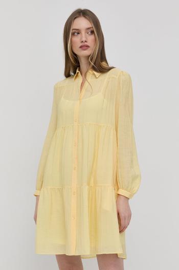 Šaty HUGO žlutá barva, mini, áčková