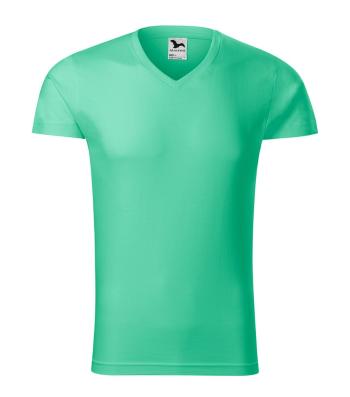 MALFINI Pánské tričko Slim Fit V-neck - Mátová | S