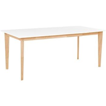 Jídelní stůl rozkládací 140/180 x 90 cm bílý se světlým dřevem SOLA, 264580 (beliani_264580)