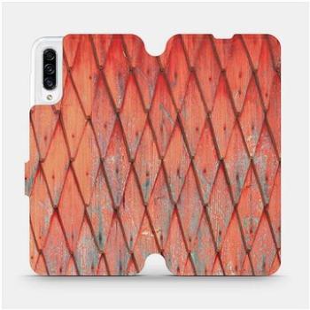 Flipové pouzdro na mobil Samsung Galaxy A30s - MK01S Oranžový vzor dřeva (5903516063109)