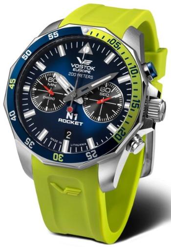 Vostok Europe N-1 Rocket Chrono Line 6S21-225A708S - Zelený/Lime silikonový řemínek