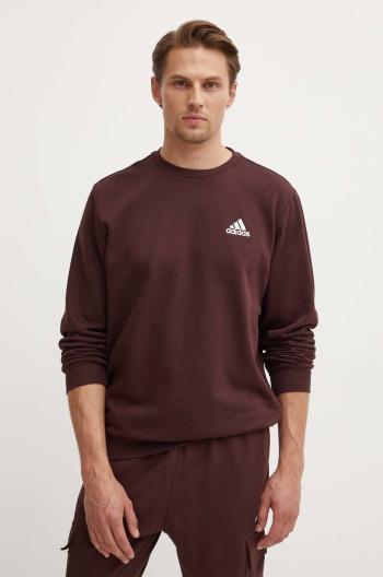 Mikina adidas Essentials pánská, hnědá barva, hladká, IY9083