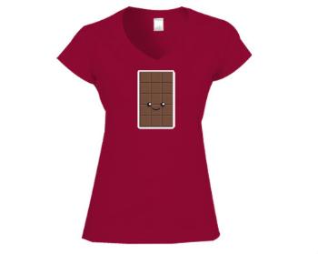 Dámské tričko V-výstřih Kawaii chocolate