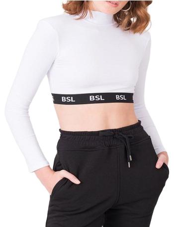 Bílý dámský crop top s dlouhými rukávy vel. L