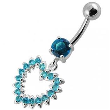 Šperky4U Stříbrný piercing do pupíku - srdce - BP01004-Q