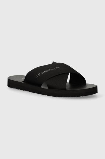 Pantofle Calvin Klein Jeans CROSS SANDAL SLIPON RP IN BTW pánské, černá barva, YM0YM00942