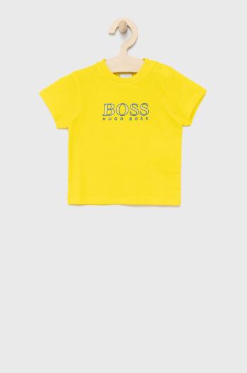 Dětské tričko Boss žlutá barva, s potiskem
