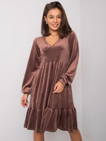 HNĚDÉ DÁMSKÉ ŠATY S ŘASENÍM FA-SK-7530.84P-BROWN Velikost: ONE SIZE