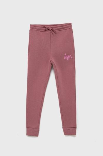 Dětské kalhoty Hype růžová barva, s potiskem