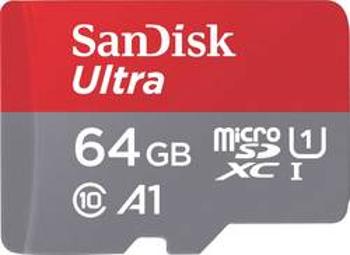 Paměťová karta microSDHC, 64 GB, SanDisk microSDHC Ultra + Adapter "Mobile", Class 10, UHS-I, vč. SD adaptéru