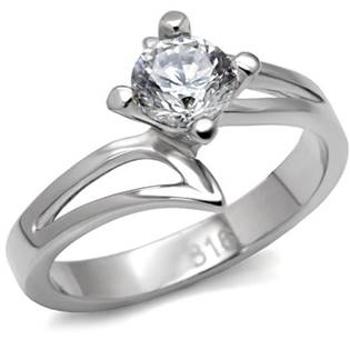 Šperky4U Ocelový prsten se zirkonem - velikost 55 - AL-0008-55