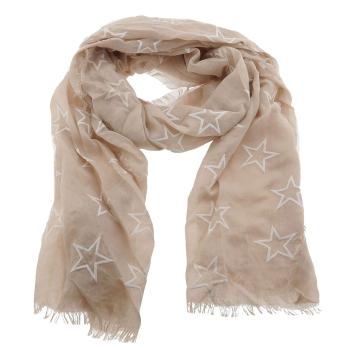 Světle hnědý šátek s bílými hvězdičkami - 70*180 cm MLSJ0027-2
