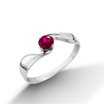 Šperky4U Stříbrný prsten s rubínovým zirkonem, vel. 55 - velikost 55 - CS2053R-55