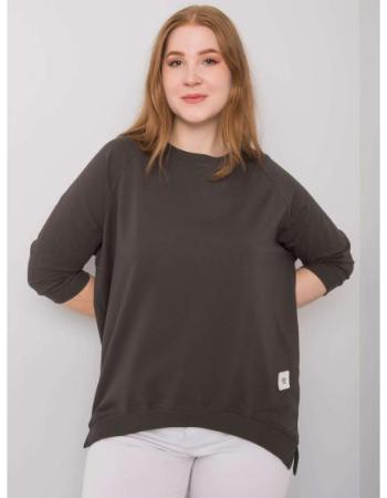 Dámská mikina bavlněná plus size NINETTA tmavě khaki 