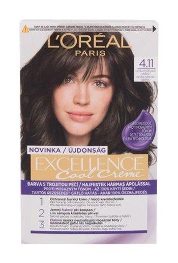Barva na vlasy L'Oréal Paris - Excellence 4,11 Ultra Ash Brown 48 ml , 4.11, popelavá, hnědá