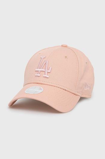 Bavlněná baseballová čepice New Era růžová barva, s aplikací