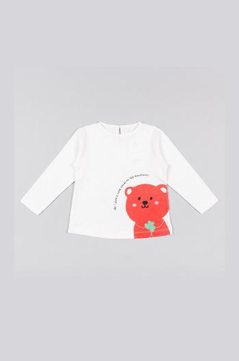 Dětská bavlněná košile s dlouhým rukávem zippy béžová barva