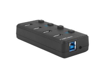 Natec Hub USB 3.0 Mantis2, 4-ports on/off with AC Adapter, Black, NHU-1557