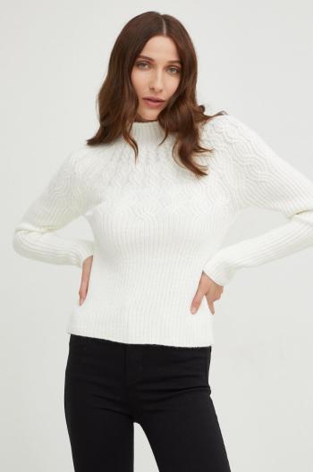 Vlněný svetr Answear Lab dámský, bílá barva, s pologolfem