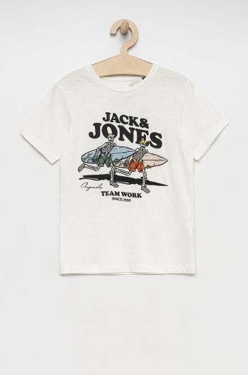 Dětské bavlněné tričko Jack & Jones bílá barva, s potiskem
