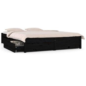 Rám postele se zásuvkami černý 160 × 200 cm, 3103527 (3103527)