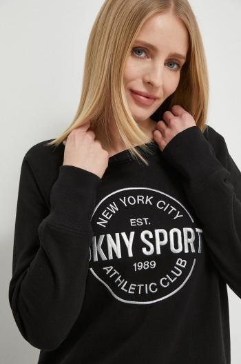 Mikina Dkny dámská, černá barva, s aplikací, DP3T9561