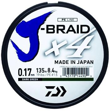 Daiwa splétaná šňůra j-braid 4 žlutá 135 m-průměr 0,17 mm / nosnost 8,4 kg