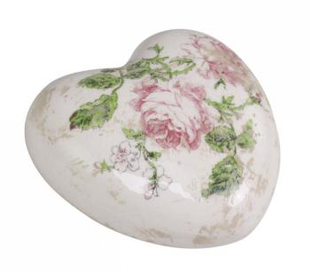 Keramické dekorační srdce s růžičkami Toulouse - 8*8*4 cm 39020207 (39202-07)