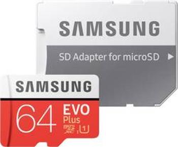 Paměťová karta microSDXC, 64 GB, Samsung EVO Plus, UHS-Class 1, Class 10, vč. SD adaptéru