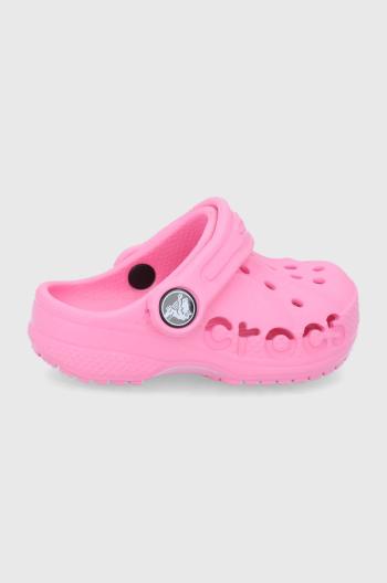 Dětské pantofle Crocs růžová barva